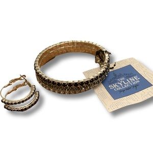 The Skyline Collection Three Color Crystal Bracelet And Crystal Earring Set